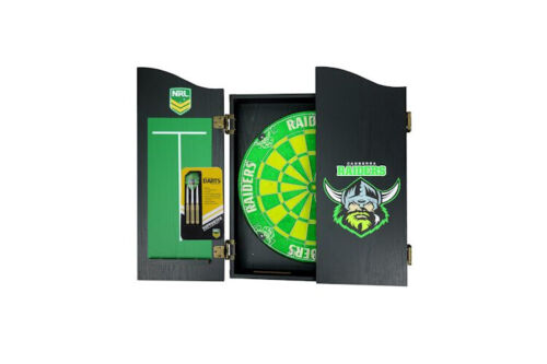 Canberra Raiders NRL Dart Board Set Dartboard + Cabinet + Darts Gift