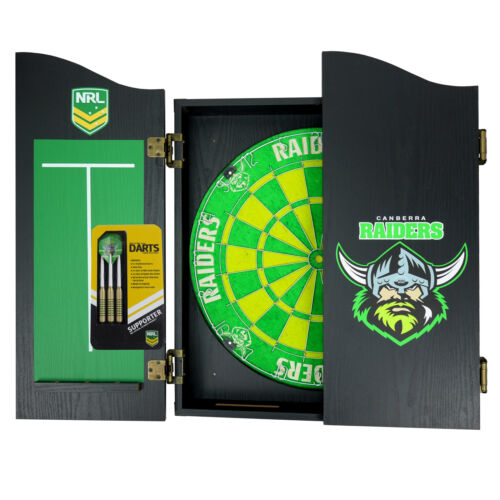 Canberra Raiders NRL Dart Board and Cabinet Set Christmas Gifts