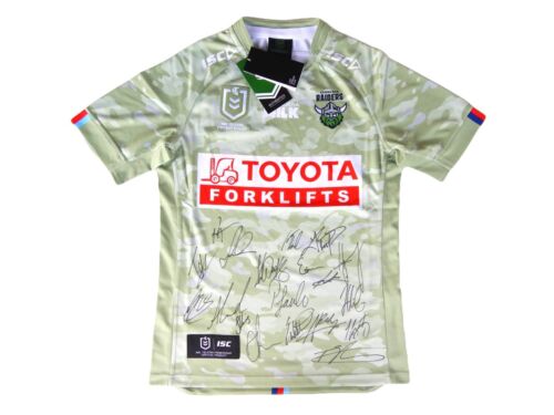 Signed 2024 Canberra Raiders NRL Rugby League Anzac Football Jersey - Proof COA