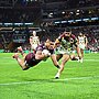 Raymond Tuaimalo Vaega dives over for a try against Brisbane in round 11