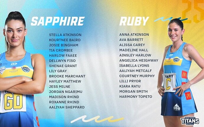 Titans announce 2025 Sapphire & Ruby squads