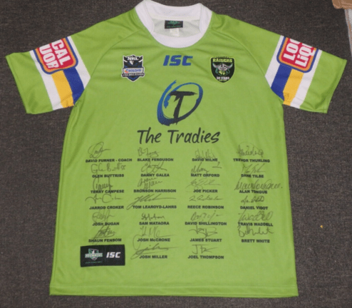 Vintage 2011 Canberra Raiders Full Squad Signed Rugby League Football Jersey