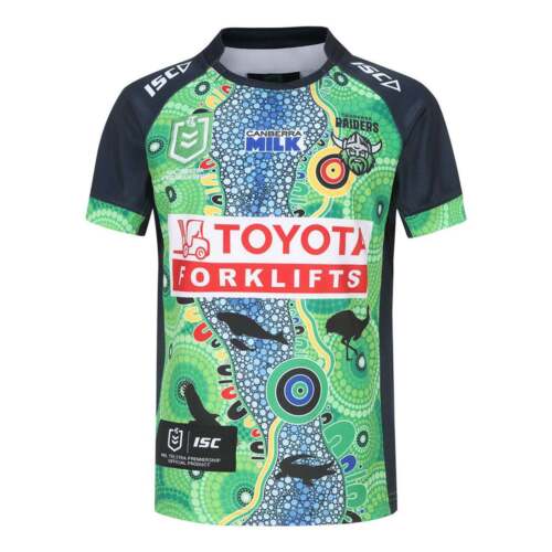 NEW Canberra Raiders Indigenous 2024 Kids Jersey NRL Rugby League By ISC