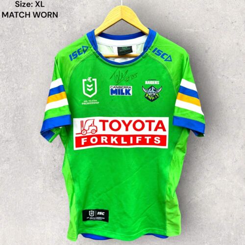 TREY MOONEY CANBERRA RAIDERS 2024 MATCH WORN JERSEY SIGNED NRL Rugby League XL