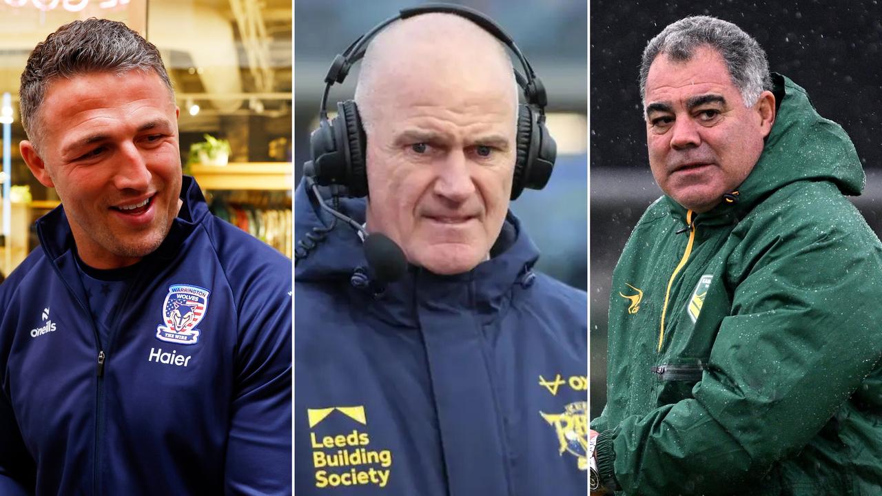 L-R) Sam Burgess, Brad Arthur and Mal Meninga