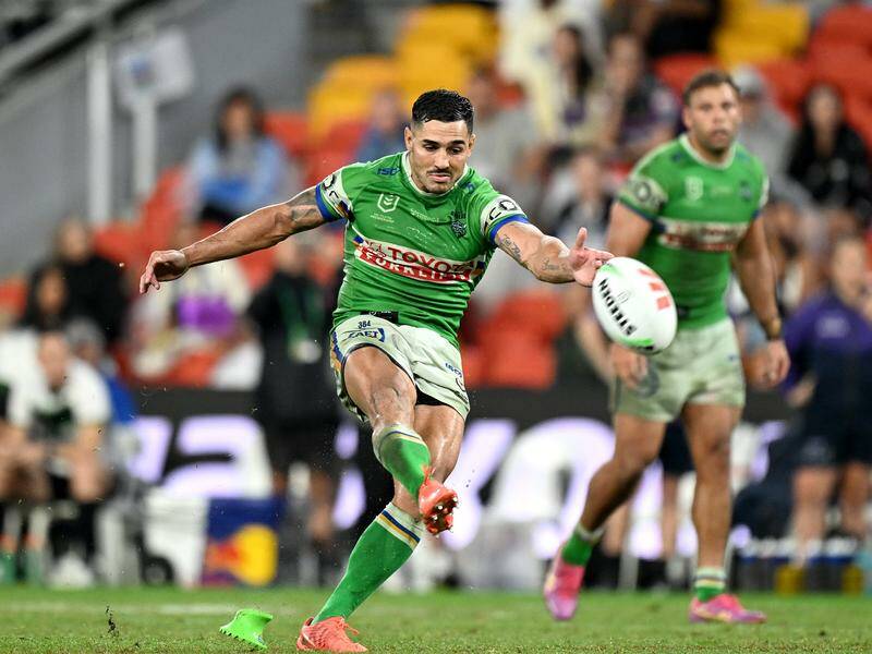 Jamal Fogarty is focused on shining for Canberra this season before he moves to Manly next year. Photo: HANDOUT/NRL PHOTOS