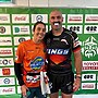 Claire Nicholls and Mark Nicholls after the Raiders hosted the Dolphins in Round 8.
