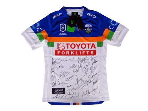 Signed 2025 Canberra Raiders NRL Rugby League Away Football Jersey - Proof COA