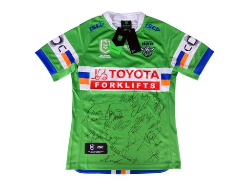 Signed 2025 Canberra Raiders NRL Rugby League Home Football Jersey - Proof COA