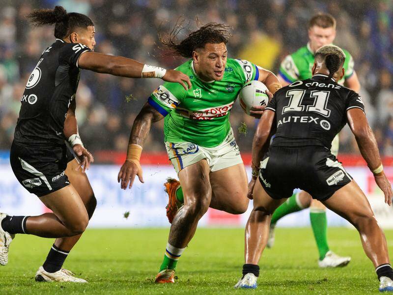 The Raiders' record-breaking Josh Papalii (centre) has always stepped up when needed. Photo: Brett Phibbs/AAP PHOTOS