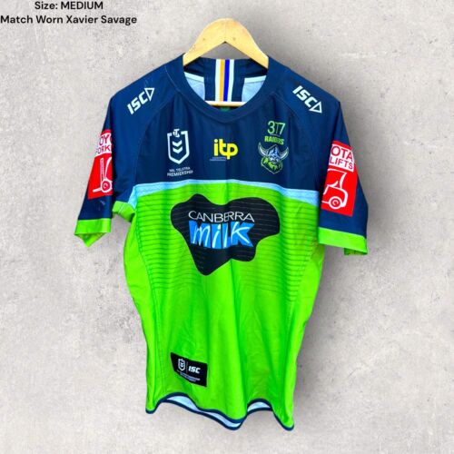 XAVIER SAVAGE CANBERRA RAIDERS 2022 HOME JERSEY MATCH WORN #17 NRL size Men's M