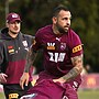 Queensland squad member Josh Kerr (right) was sanctioned for comments about referee Ashley Klein. Photo: HANDOUT/QUEENSLAND RUGBY LEAGUE