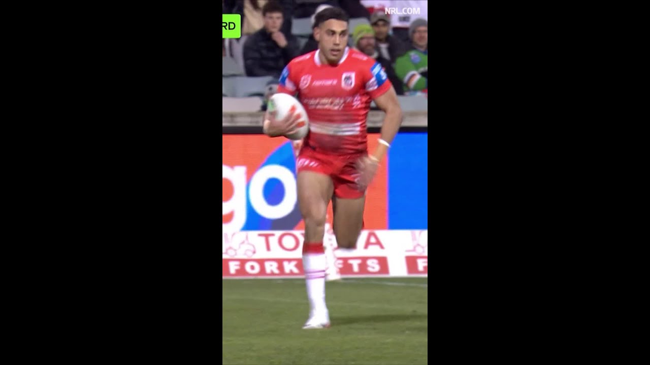 VIDEO: Tyrell Sloan Tries in Canberra Raiders vs St George Illawarra Dragons