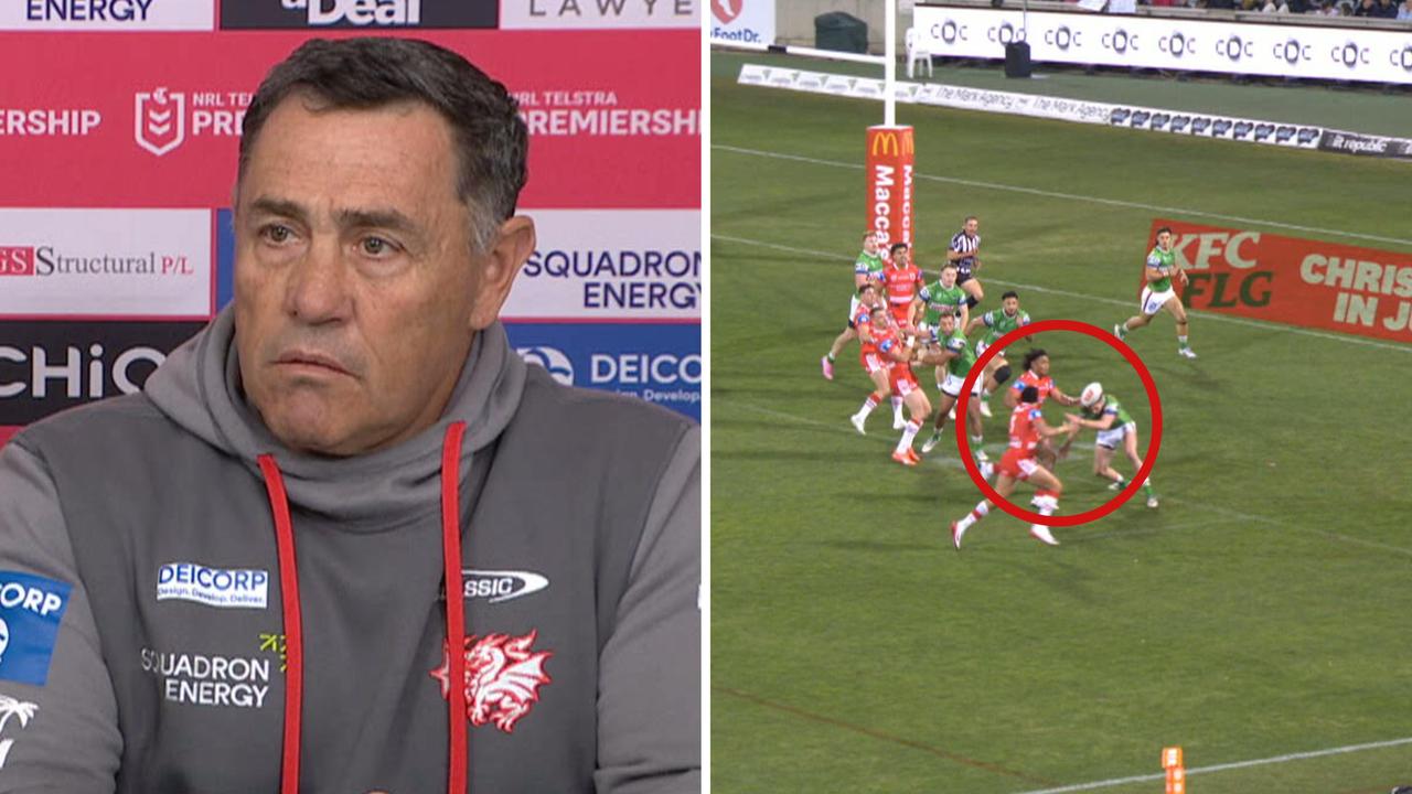 'I'd be paying a fine': Flanno fumes at shocking forward pass call in Dragons' tight loss