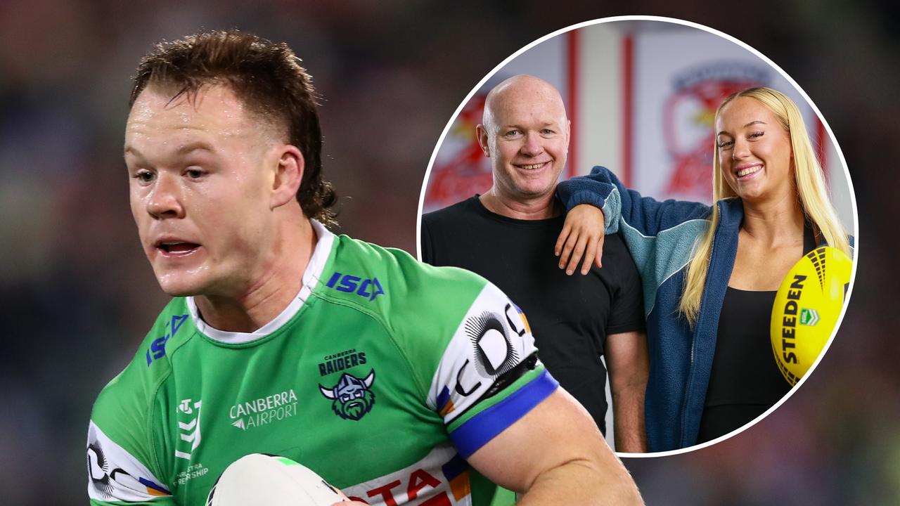 Siblings Ethan and Jasmin Strange, and father John, chasing rugby league domination with Roosters, Raiders titles