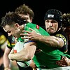 Ethan Strange is tackled by Nathan Cleary.