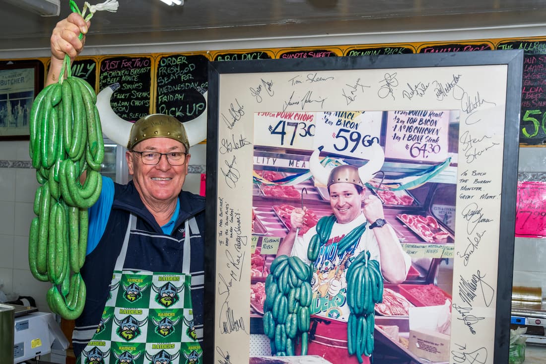 Green Sausages Celebrate Canberra Raiders Tradition
