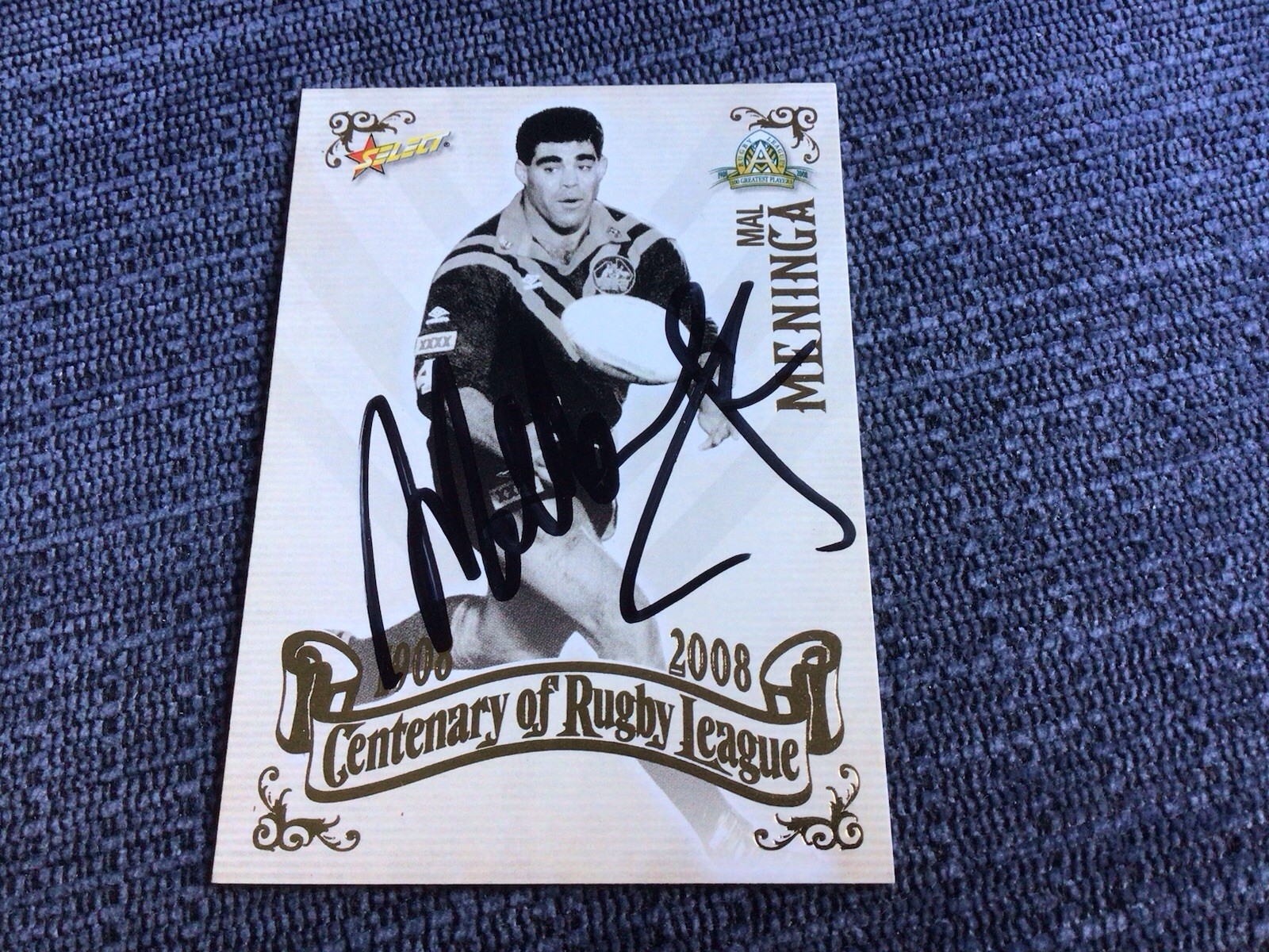 Mal Meninga Canberra Raiders 2008 Centenary Signed Nrl Trading Card Immortal QLD