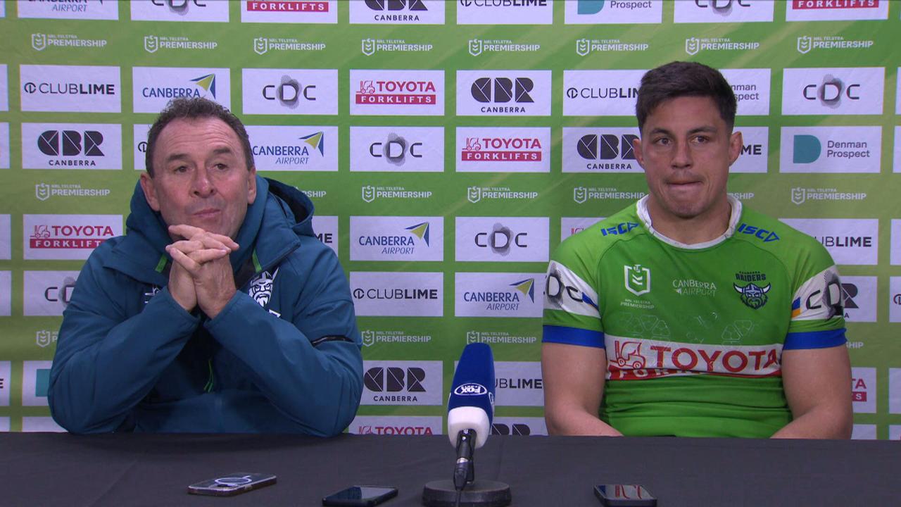 NRL 2025: Ricky Stuart gives blunt assessment after Raiders loss, Ricky Stuart press conference, Dragons v Raiders, video