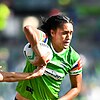 Zahara Temara scored 16 points as Canberra thrashed Canterbury in the NRLW. Photo: Lukas Coch/AAP PHOTOS