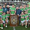Canberra have celebrated being crowned NRL minor premiers at home after beating Wests Tigers. Photo: Mick Tsikas/AAP PHOTOS