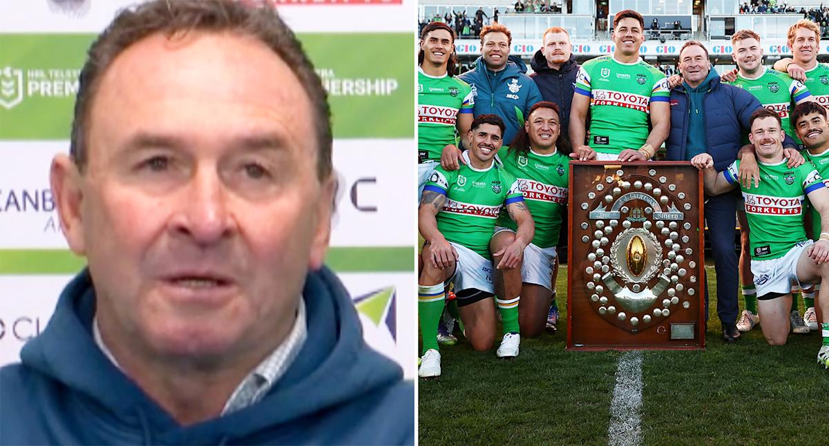 Ricky Stuart airs complaint over 'awful' scenes after Raiders win NRL minor premiership