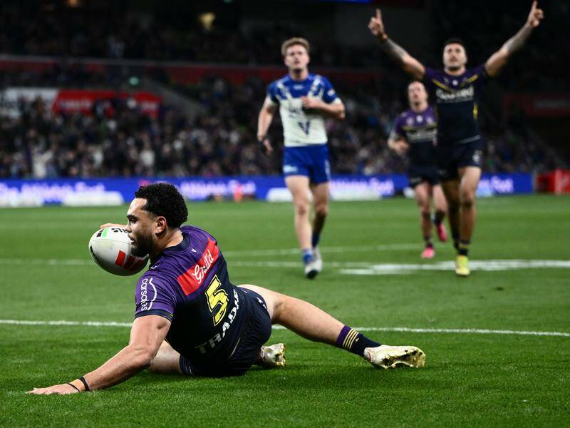 Melbourne have hung on for a tight win over fellow top-two hopefuls Canterbury. Photo: Joel Carrett/AAP PHOTOS