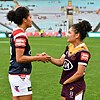 Zehara Temara and sister Chante during the 2020 NRLW season after a Roosters-Broncos clash.