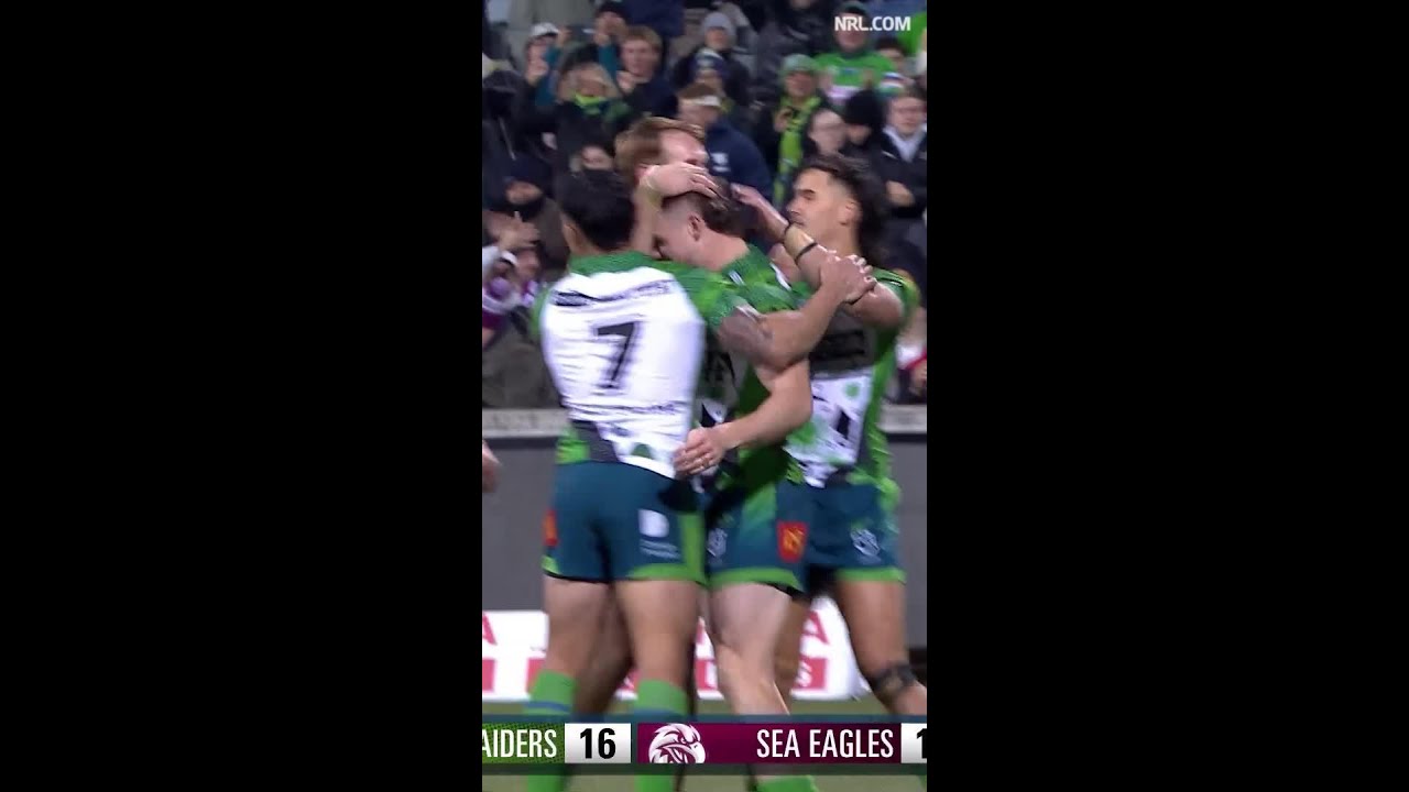 VIDEO: Ethan Strange Tries in Canberra Raiders vs Manly-Warringah Sea Eagles