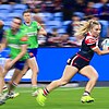 Tarryn Aiken scoots away for the match-clinching try as Sydney Roosters beat Canberra.  Photo: Mark Evans/AAP PHOTOS