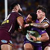 Brisbane's recent defensive purpose is being tipped to get them over the line against the Raiders. Photo: AAP PHOTOS