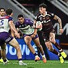 Jordan Riki in action against the Storm in Brisbane's Round 27 win.