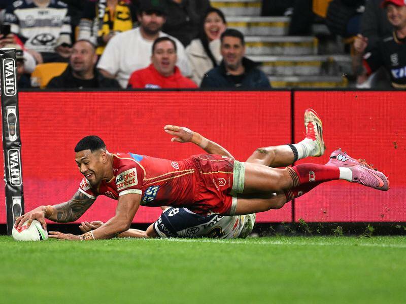 Dolphins winger Jamayne Isaako is a point-scoring whiz who wants to stay at the club beyond 2026. Photo: Dave Hunt/AAP PHOTOS