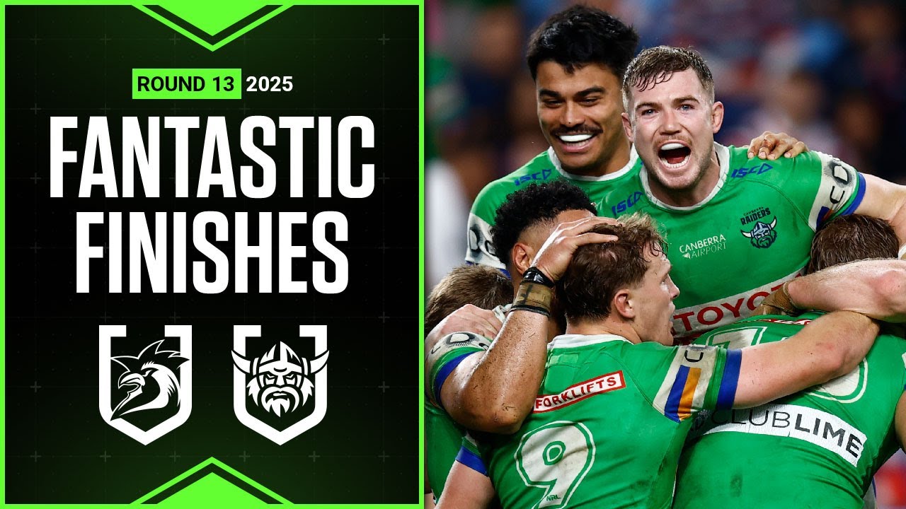NRL Best finishes of 2025: Roosters v Raiders - Round 13 | Match Highlights | Season Highlights