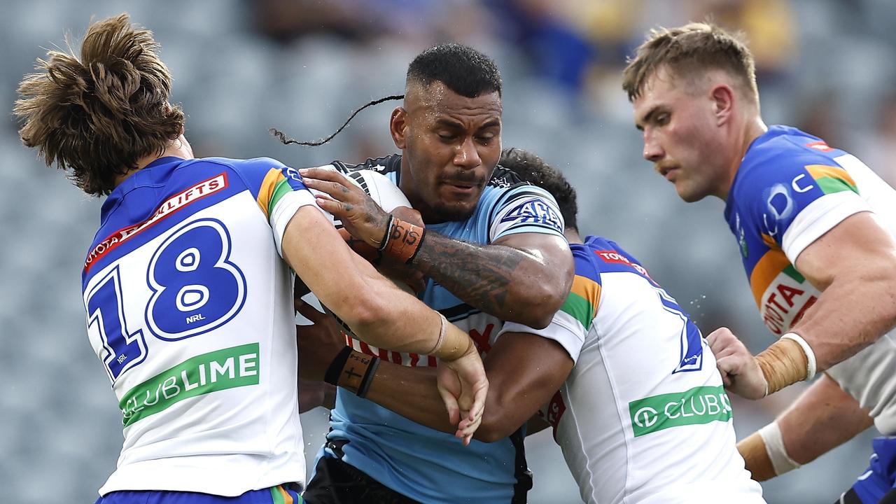 NRL pre-season challenge: Sione Katoa injured as Cronulla Sharks win 48-6 over Canberra Raiders