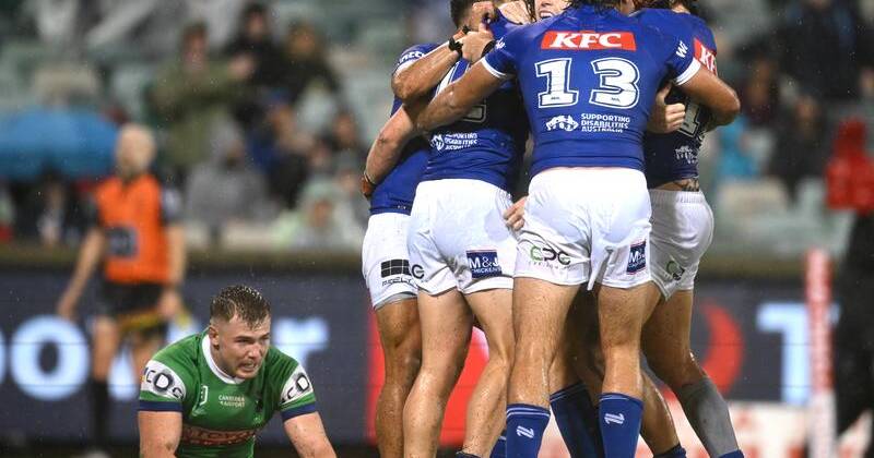 Canterbury have claimed their second victory from as many starts, winning in the wet over Canberra. Photo: Lukas Coch/AAP PHOTOS