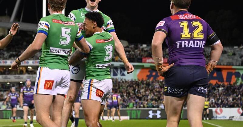 Canberra have inflicted a fifth-straight loss on Melbourne, beating the Storm at GIO Stadium. Photo: Lukas Coch/AAP PHOTOS