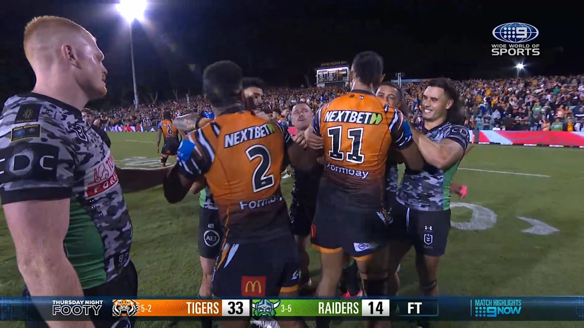 Stars in heated post-match scenes as 'annoyed' Benji Marshall questions state of officiating