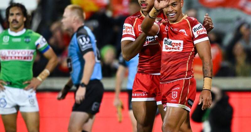 The Dolphins are into the NRL top eight thanks to a hard-fought victory in the nation's capital. Photo: Lukas Coch/AAP PHOTOS