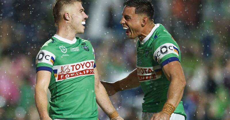 Stepping up: Ethan Sanders (l) has enjoyed a strong start to his NRL season.  Photo: Mark Evans/AAP PHOTOS