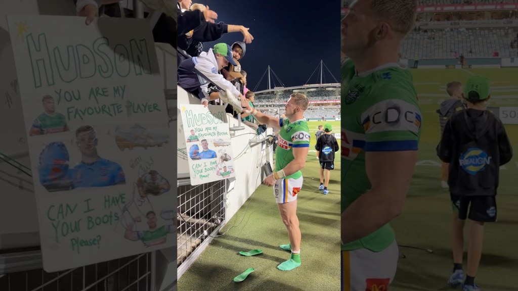Hudson making this young fan’s day 💚#WeAreRaiders