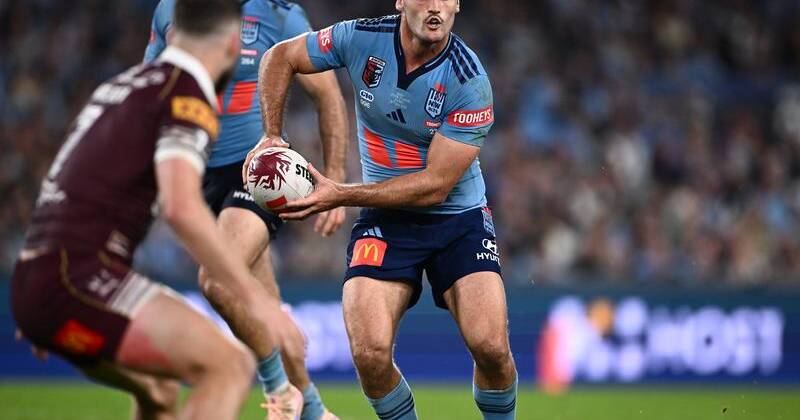 Nathan Cleary can enter elite company with another man of the match performance in Origin II. Photo: Dan Himbrechts/AAP PHOTOS