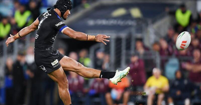 A Stephen Crichton field goal has earned Canterbury a crucial golden-point win over Manly. Photo: Steven Markham/AAP PHOTOS