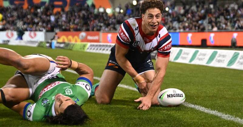 Mark Nawaqanitawase has returned with a hat-trick to help the Roosters hammer Canberra. Photo: Lukas Coch/AAP PHOTOS