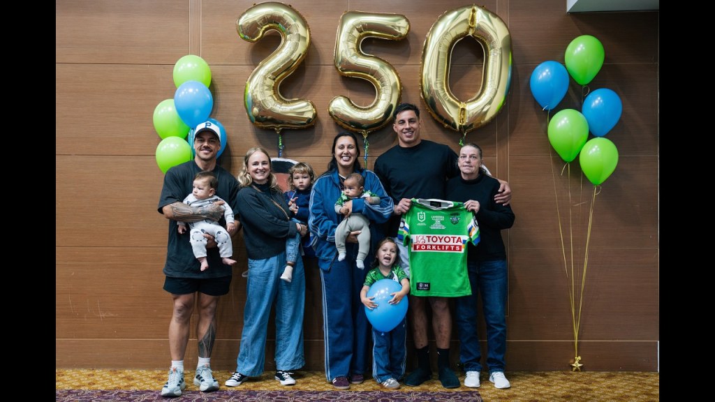Tapine is Presented with his 250th NRL Jersey