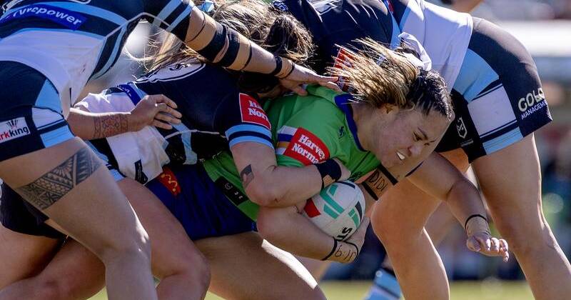 A controversial call involving Canberra's Mackenzie Wiki has helped Cronulla get their season going. Photo: PR IMAGE PHOTO