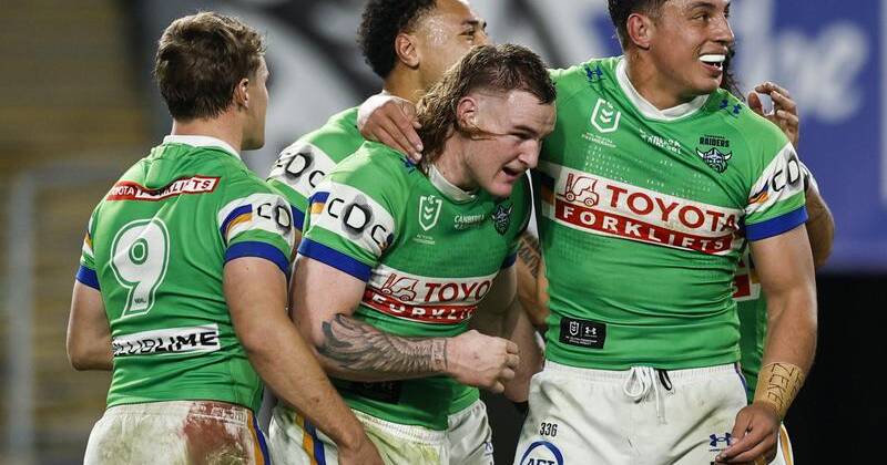 Canberra's Noah Martin (centre) is back in a happy place but has been through some tough times. Photo: Mark Evans/AAP PHOTOS