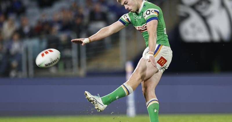 Young halfback Ethan Sanders has delivered a career-best performance for the Raiders. Photo: Mark Evans/AAP PHOTOS