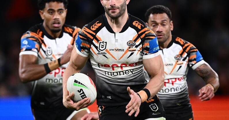 Alex Twal has avoided a suspension for striking during the Tigers' heavy loss to Canterbury. Photo: Dan Himbrechts/AAP PHOTOS