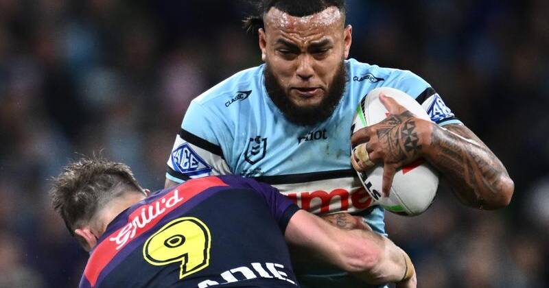 Shark bitten: Cronulla prop Addin Fonua-Blake is facing a one-week suspension. Photo: Joel Carrett/AAP PHOTOS